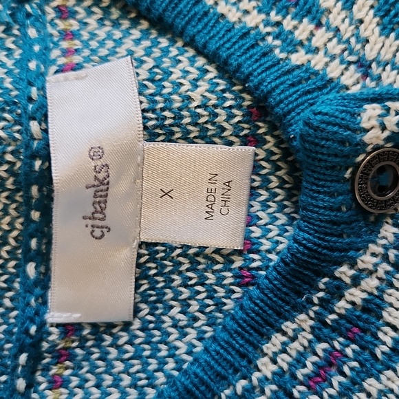 CJ BANKS fair aisle  cotton knit button down sweater. Size X. - Picture 3 of 7